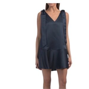 Tanya Taylor Navy Satin Mini Dress